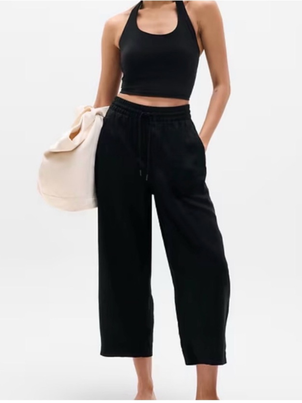 ATHLETA 100% Linen Black Pants Size XS